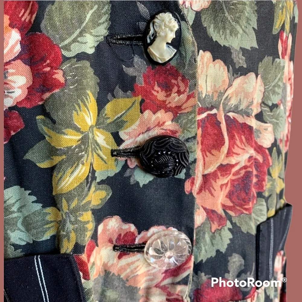 Vtg 90s cottagecore mixed print maxi dress - Picture 2 of 9